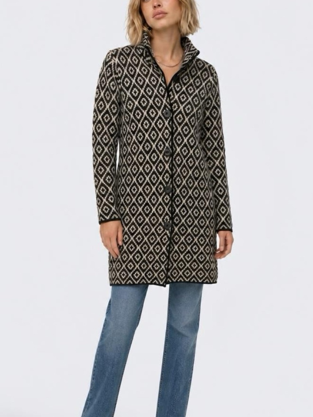 Cocogiò Made in Italy 🇮🇹 Wool Blend Geometric Longline Sweater Coat size: S